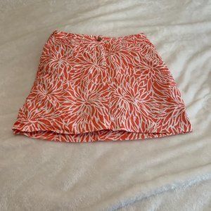 Lands' End 100% Cotton Orangey/Red and White Skort Size 8P